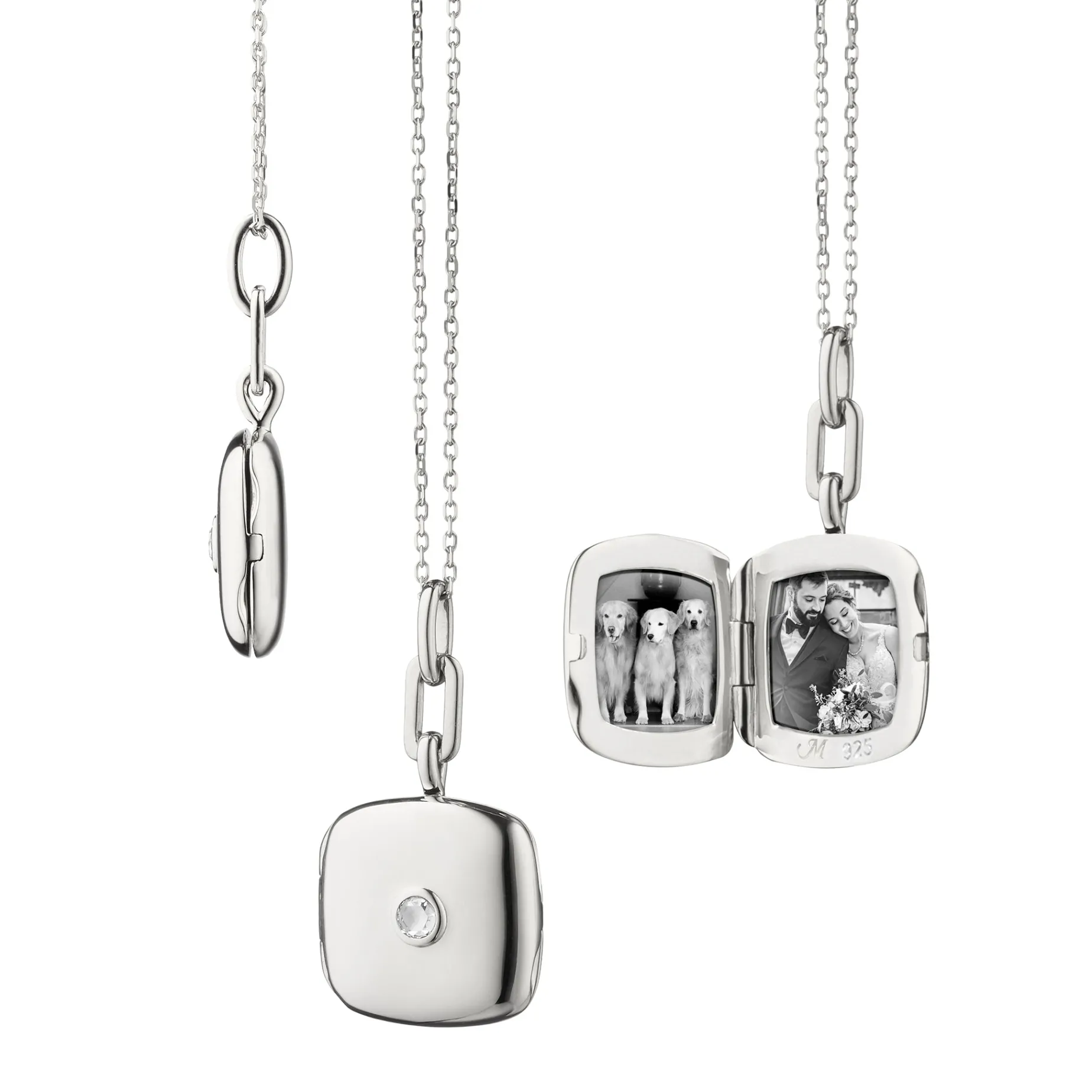 Slim "Viv" Locket Necklace with Sapphire