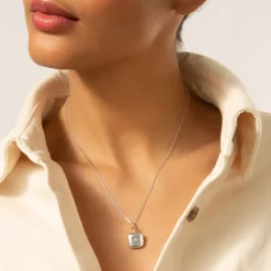 Slim "Viv" Locket Necklace with Sapphire