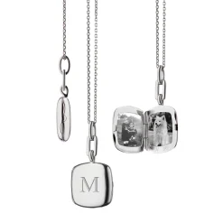 Slim "Viv" Sterling Silver Engraved Locket Necklace
