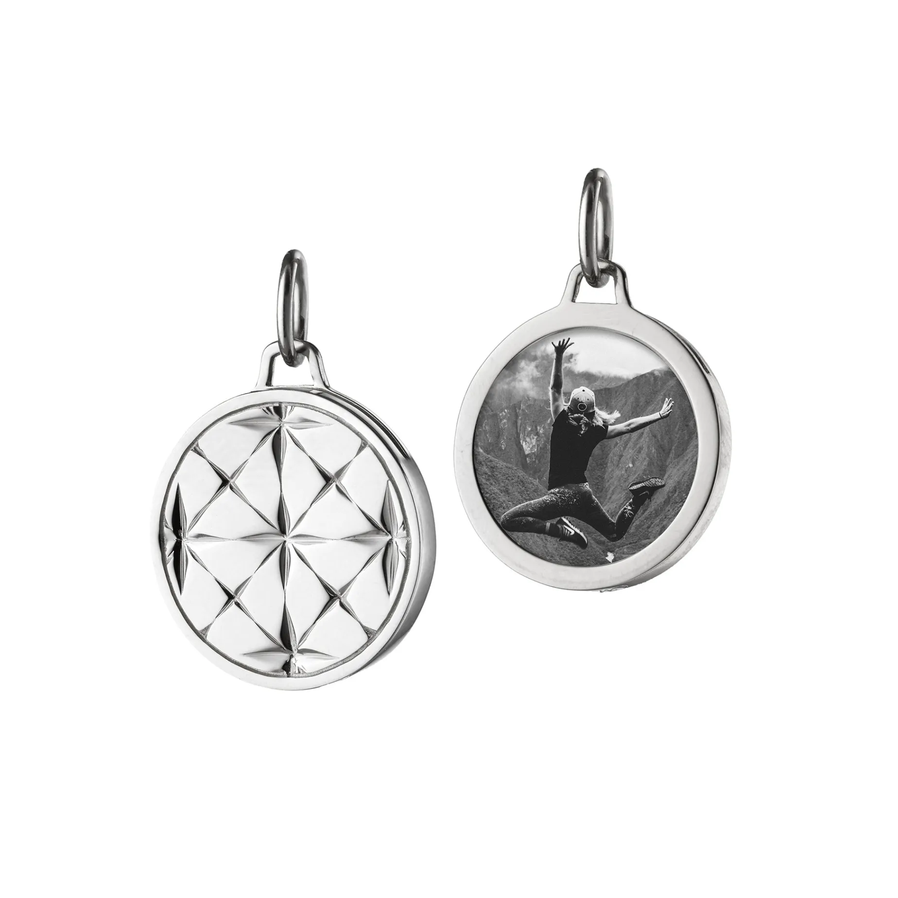 Small Round Mosaic Sterling Silver Half Locket