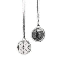 Small Round Mosaic Sterling Silver Half Locket