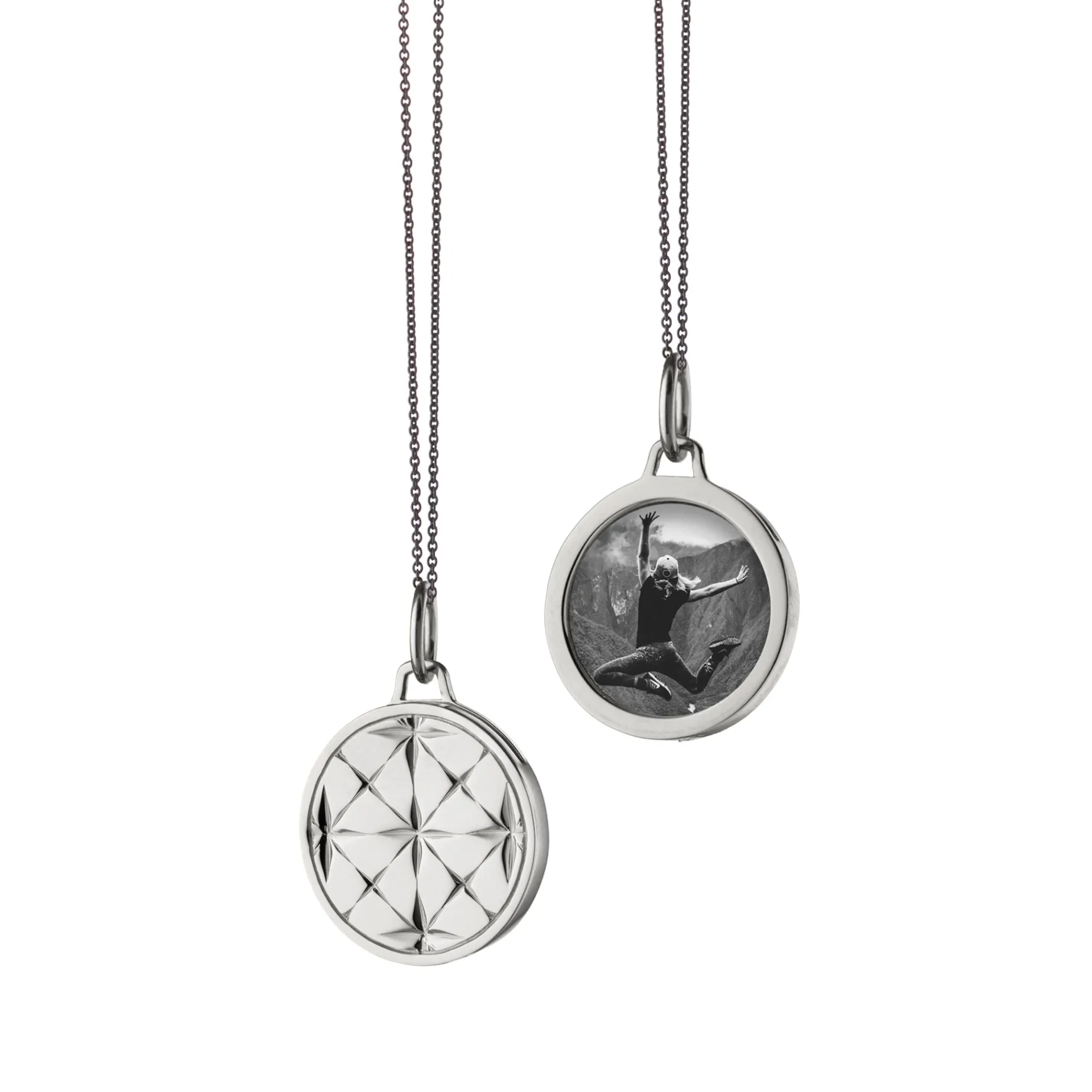 Small Round Mosaic Sterling Silver Half Locket