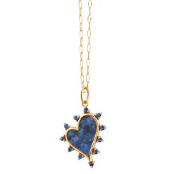 Sodalite Heart Necklace with Blue Sapphires