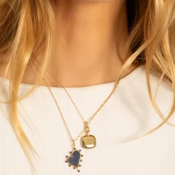Sodalite Heart Necklace with Blue Sapphires