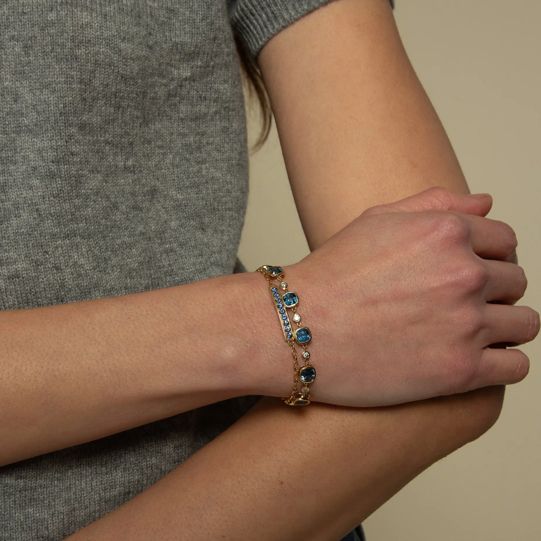 Special Edition Cushion Cut Montana Blue Sapphire Tennis Bracelet