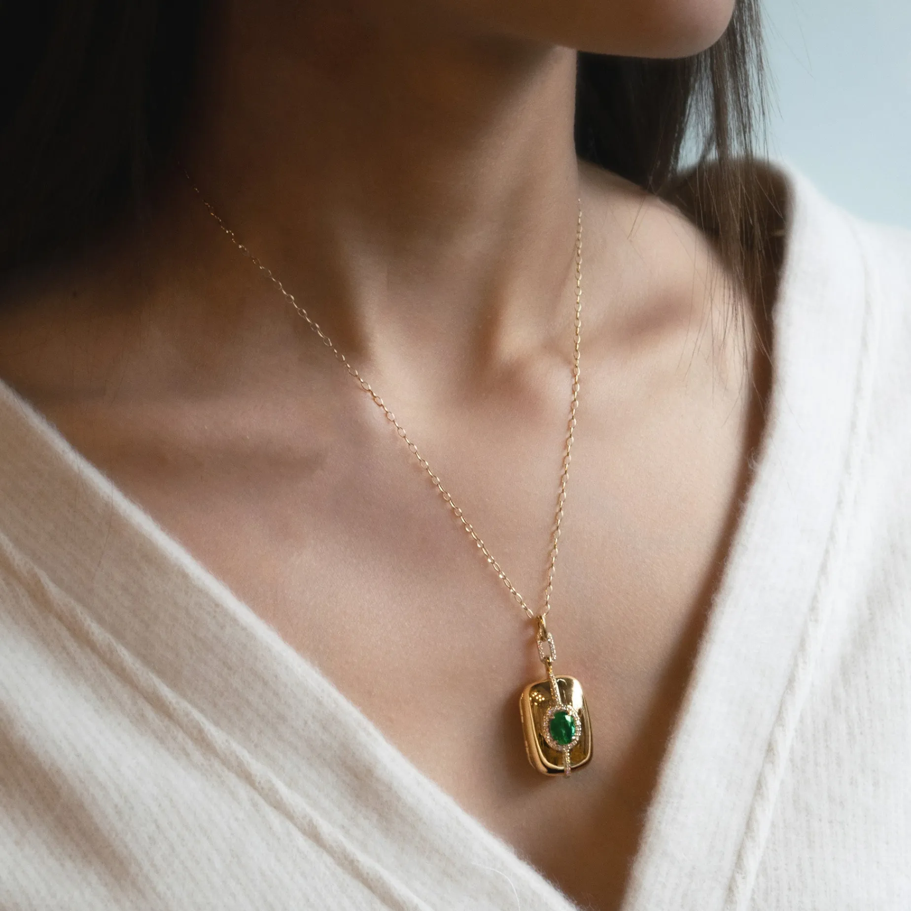 Special Edition Emerald and Diamond Halo Locket