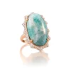 Special Edition "Happiness" Sun ring with Amazonite & Pave Diamond Accents