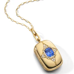 Special Edition 18K Gold Locket with Blue Sapphire & Diamond Halo
