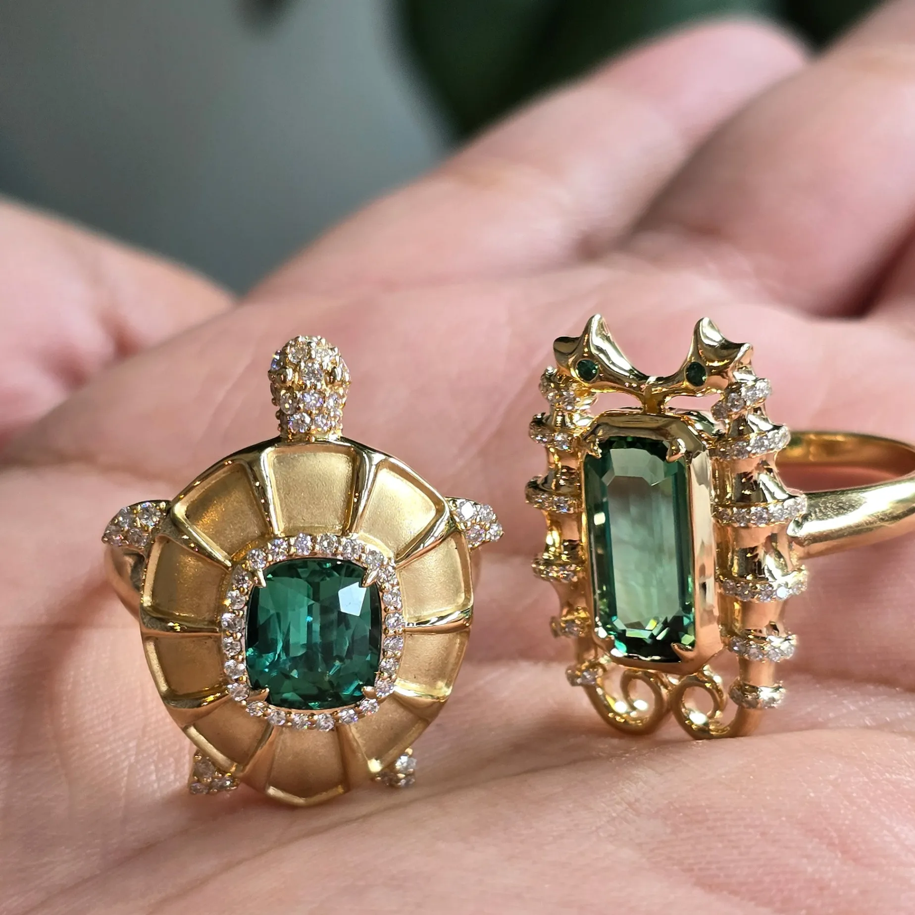 Special Edition Lagoon Tourmaline Sea Turtle Ring