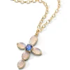 Special Edition Moonstone and Diamond Cross with Center Blue Sapphire