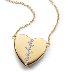 Special Edition Slim Heart Necklace with Scattered Vintage Diamonds