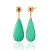 Special Edition "Spiral Galaxy" Chrysoprase Drop Earrings with Pink Tourmaline