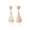 Special Edition "Star Dust" Petrified Coral Drop Earrings with Autumn Tourmaline