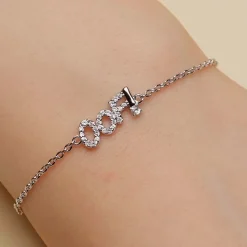 Sterling Silver and White Sapphire “OOF” Bracelet