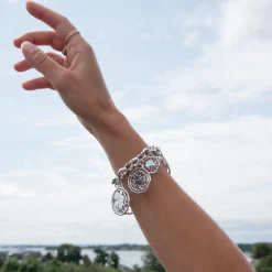 Sterling Silver Continent Charm Bracelet