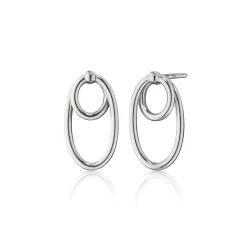 Sterling Silver Double Oval Infinity Earrings