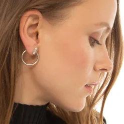 Sterling Silver Large "Galaxy Wrap Hoop" Earrings with White Sapphires