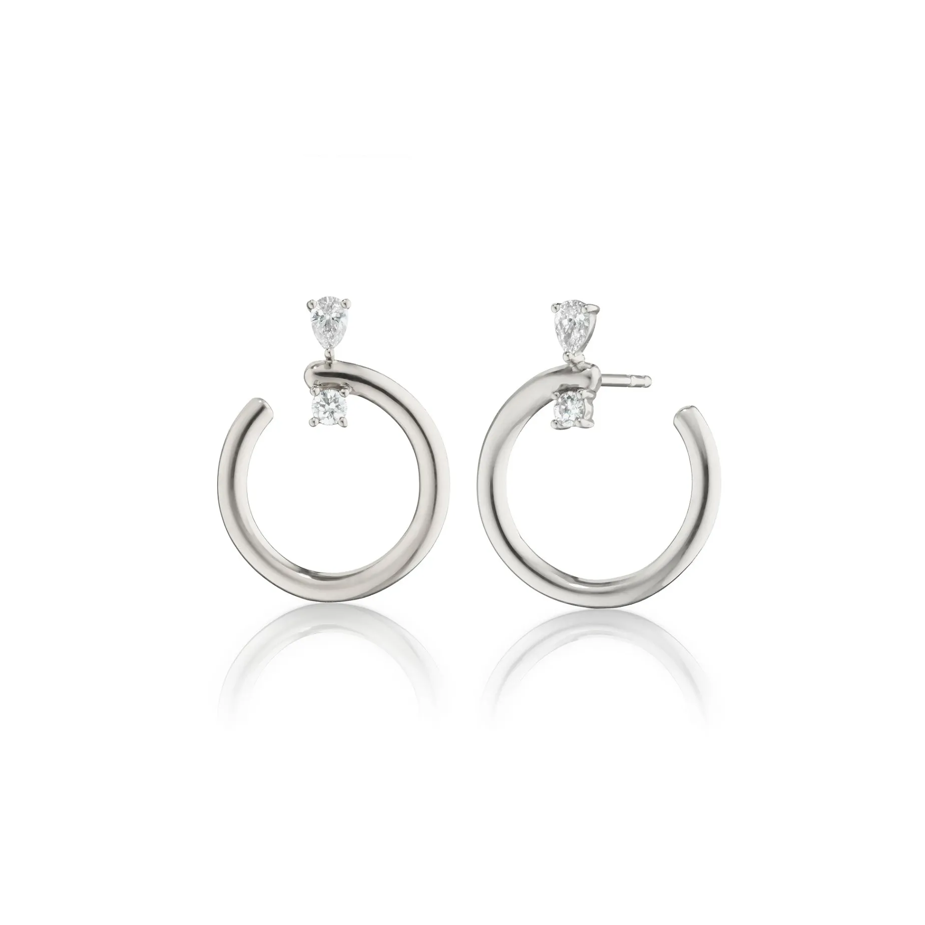 Sterling Silver Midi "Galaxy Wrap Hoop" Earrings with White Sapphires