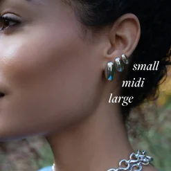 Sterling Silver Midi Perseverance Sculptural Fish Huggie Earrings