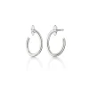 Sterling Silver Small Oval “Galaxy Wrap Hoop” Earrings with White Sapphires