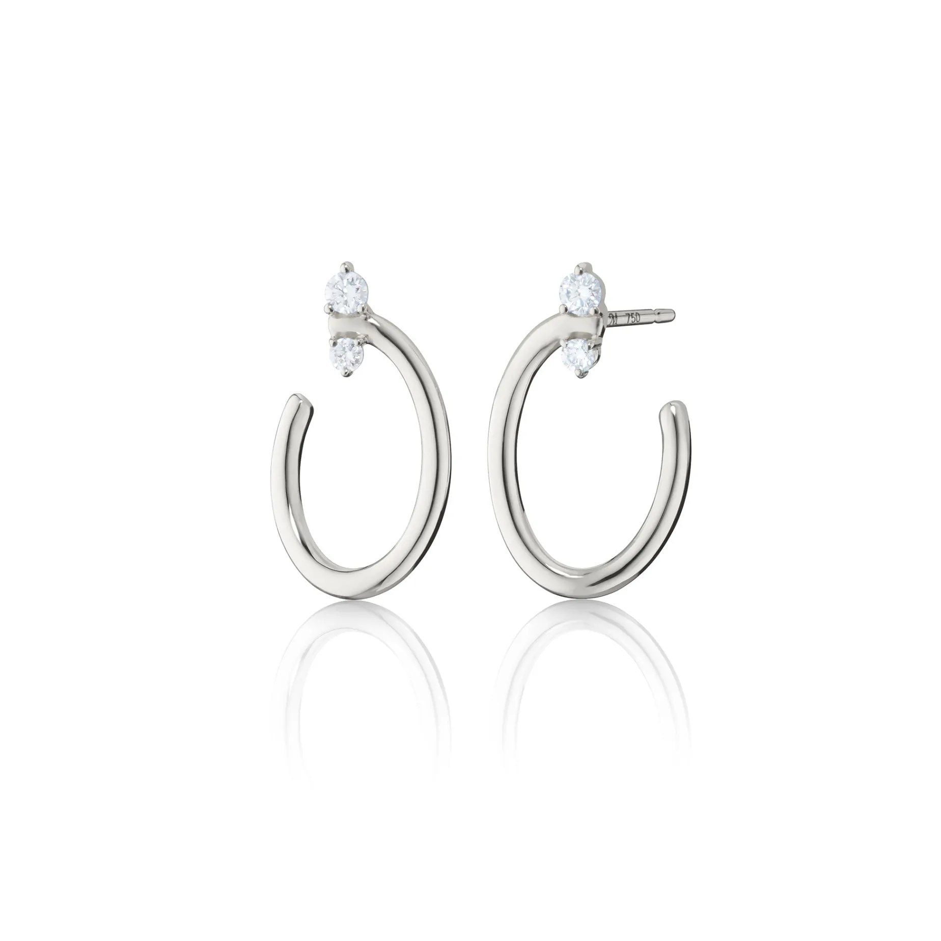 Sterling Silver Small Oval “Galaxy Wrap Hoop” Earrings with White Sapphires