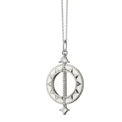 Sterling Silver White Enamel Sundial Charm - Time is Precious
