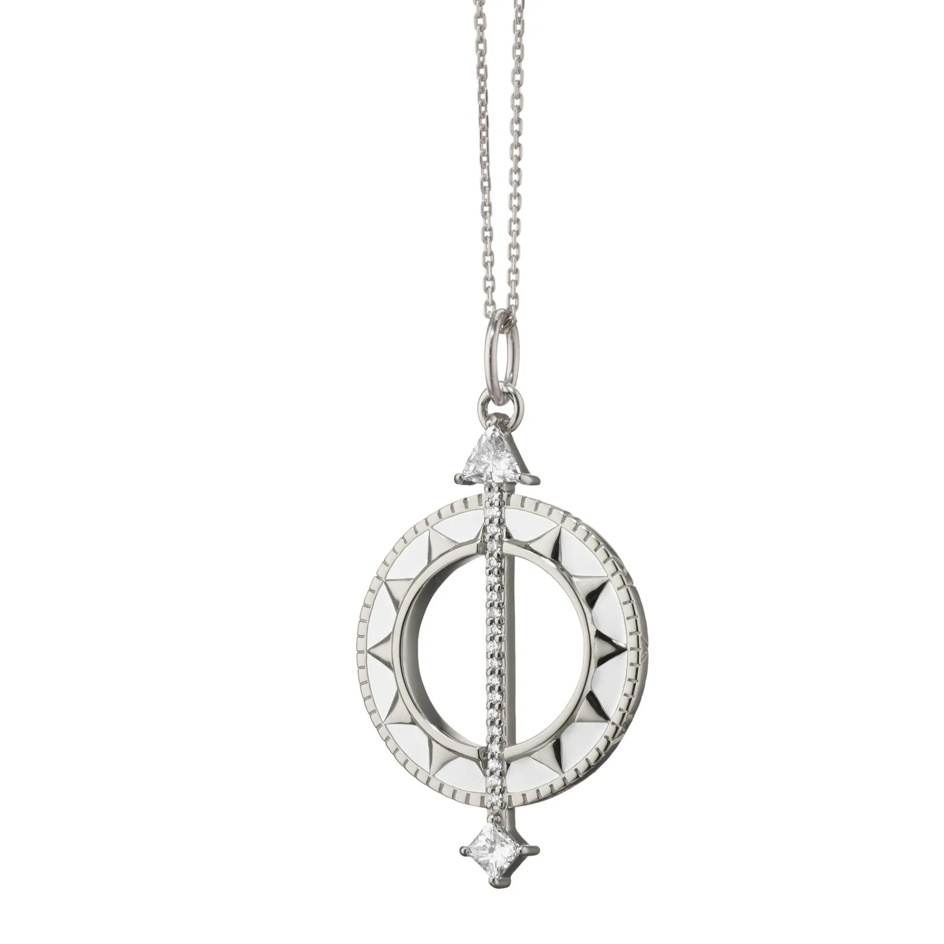 Sterling Silver White Enamel Sundial Charm - Time is Precious