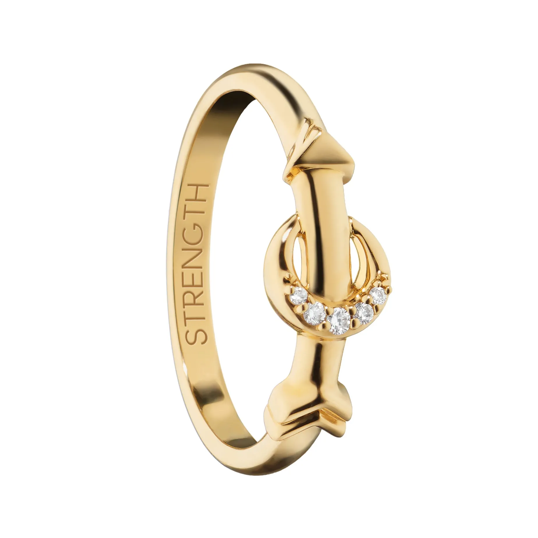 Strength Arrow and Moon Poesy Stackable Ring