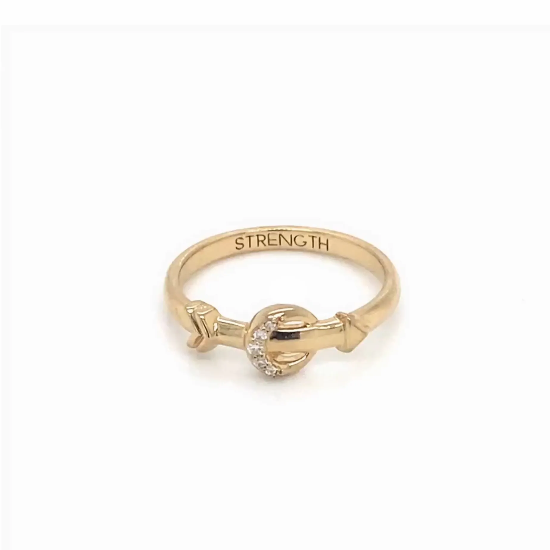 Strength Arrow and Moon Poesy Stackable Ring