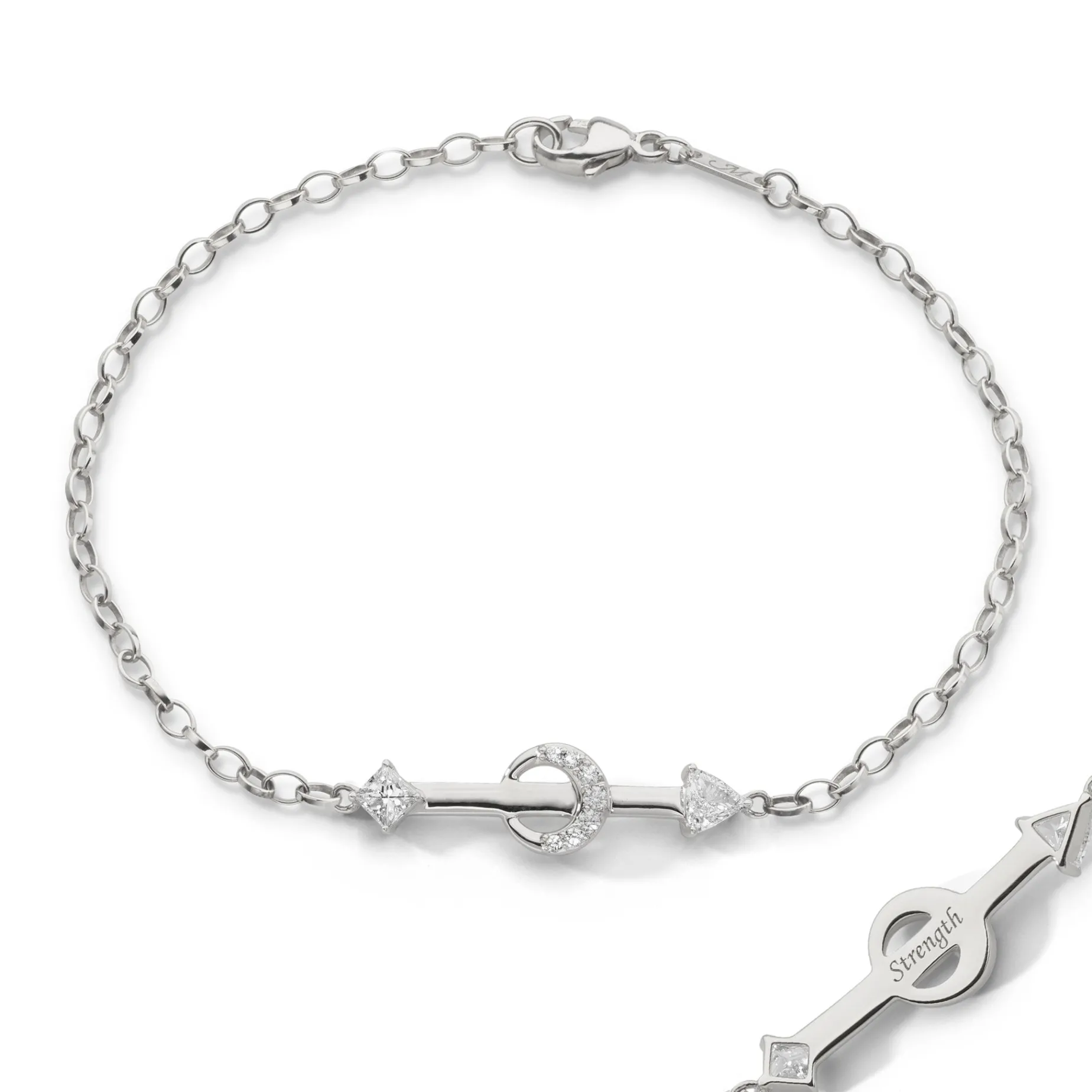 Strength Arrow Petite Poesy Sterling Silver Bracelet