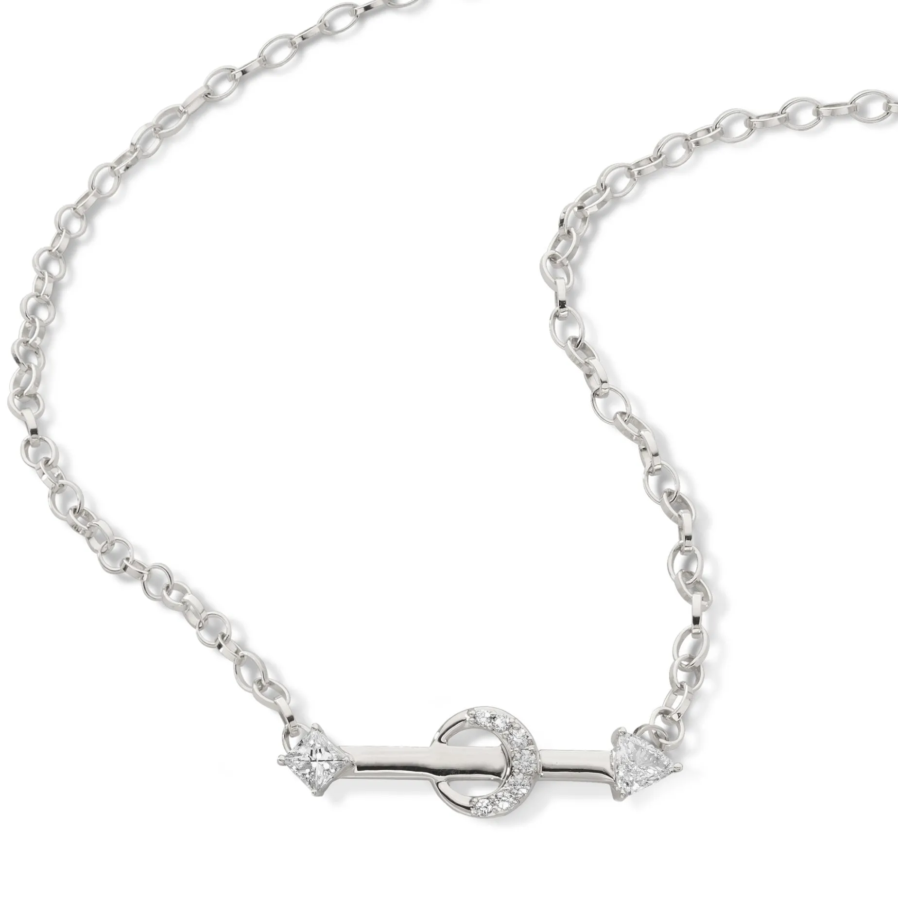 Strength Arrow Petite Poesy Sterling Silver Necklace