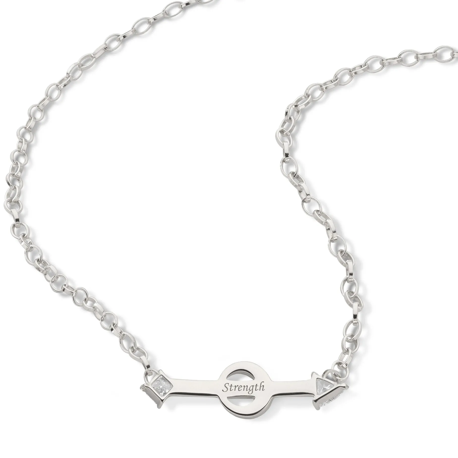 Strength Arrow Petite Poesy Sterling Silver Necklace