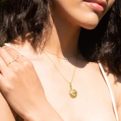 Sun Gold Locket Necklace with Diamonds