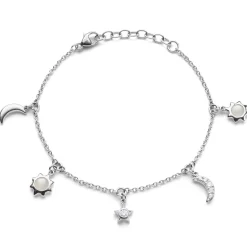Sun, Moon and Stars Dangling Sapphire and Moonstone Bracelet