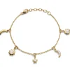 Sun, Moon and Stars Dangling Diamond and Moonstone Chain Bracelet