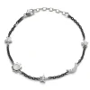 Sun, Moon and Stars Moonstone and White Sapphire Steel Chain Bracelet