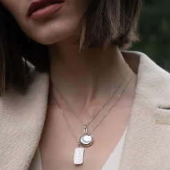 Sun Silver Locket Necklace with Sapphires