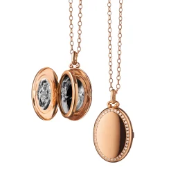 The Four Image "Midi" Diamond Border 18K Rose Gold Locket