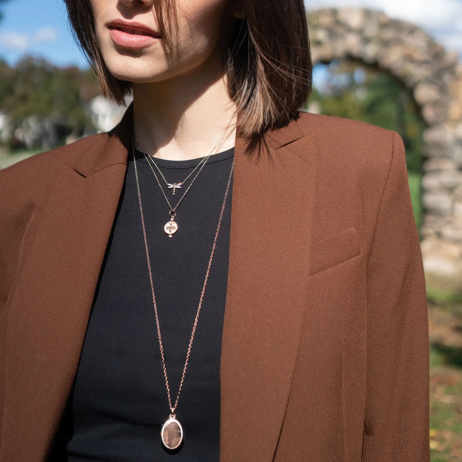 The Four Image "Midi" Diamond Border 18K Rose Gold Locket