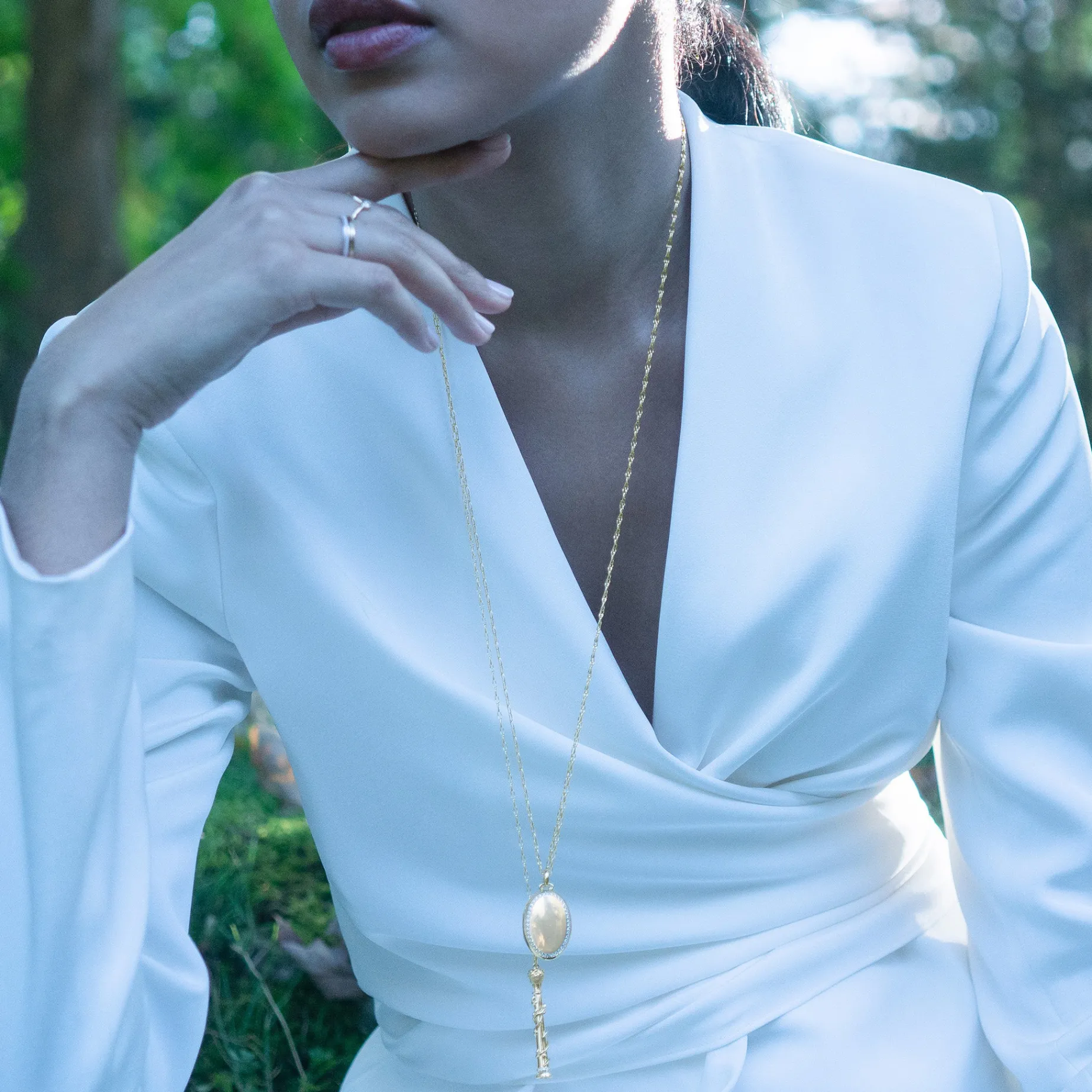 The Four Image "Midi" Diamond Border 18K Yellow Gold Locket