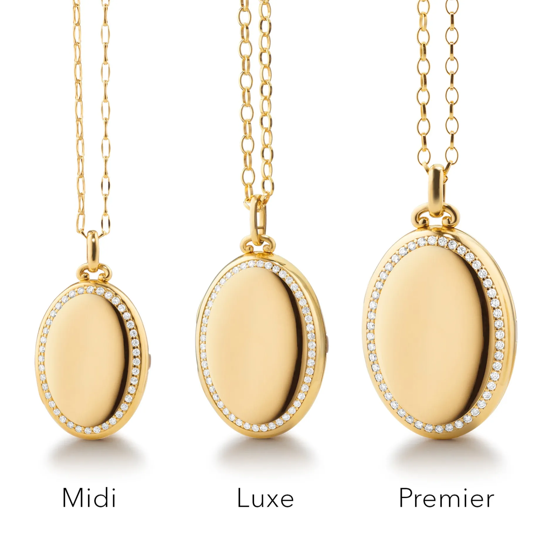 The Four Image "Midi" Diamond Border 18K Yellow Gold Locket