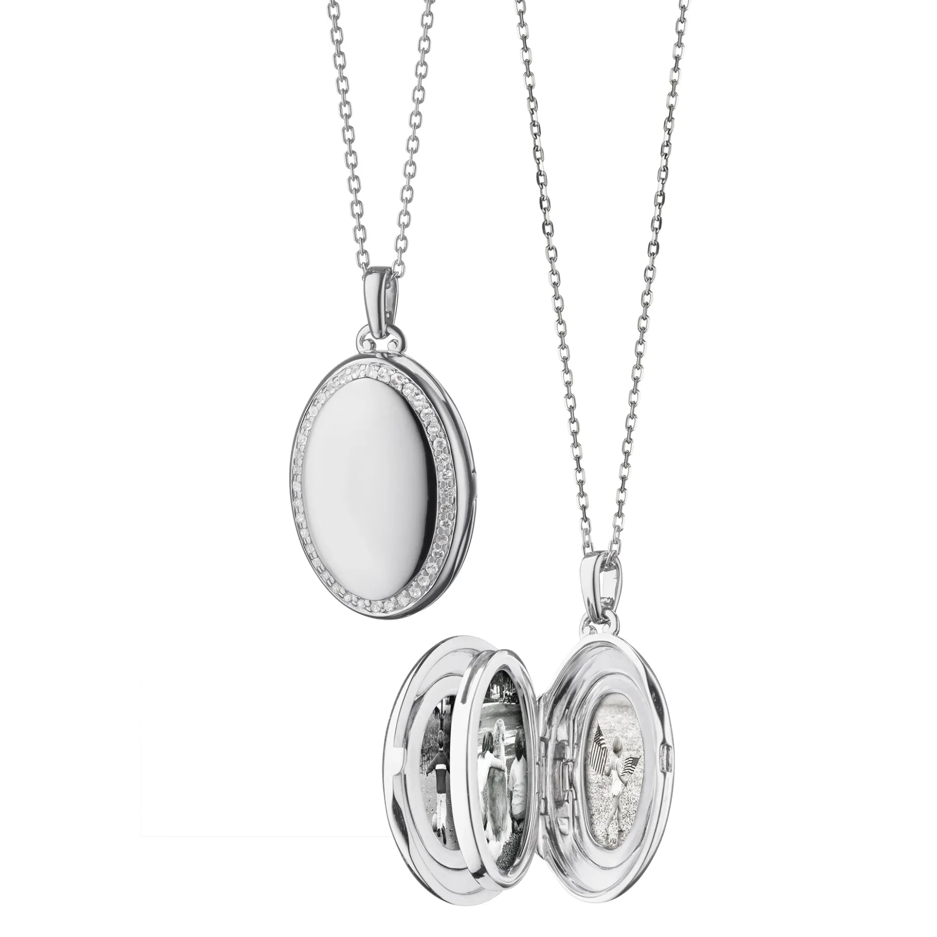 The Four Image "Midi" Sapphire Engraved Locket Necklace