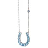 The Horseshoe Necklace with Blue Topaz Over Mother of Pearl