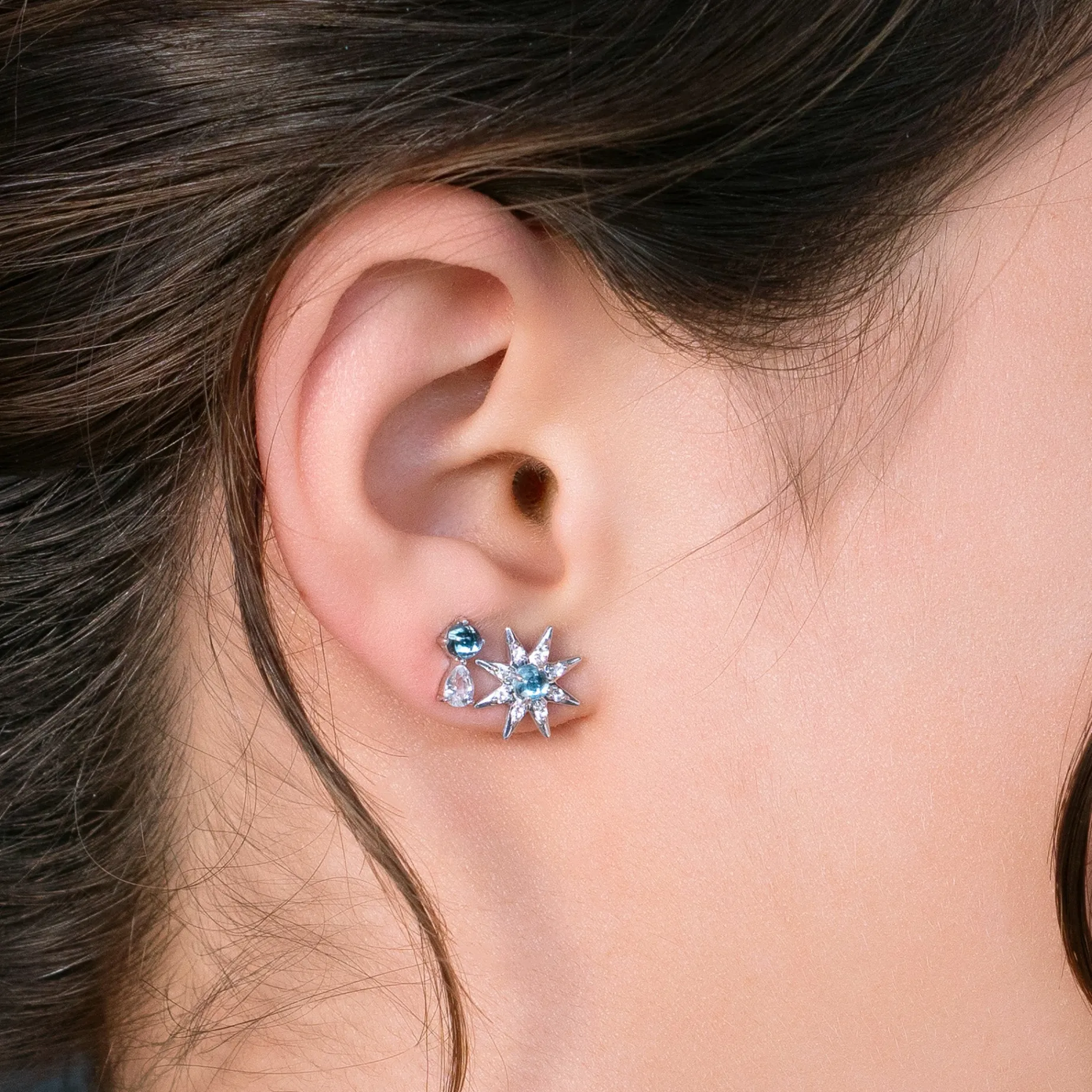 The Nebula Blue Topaz Stud Earrings