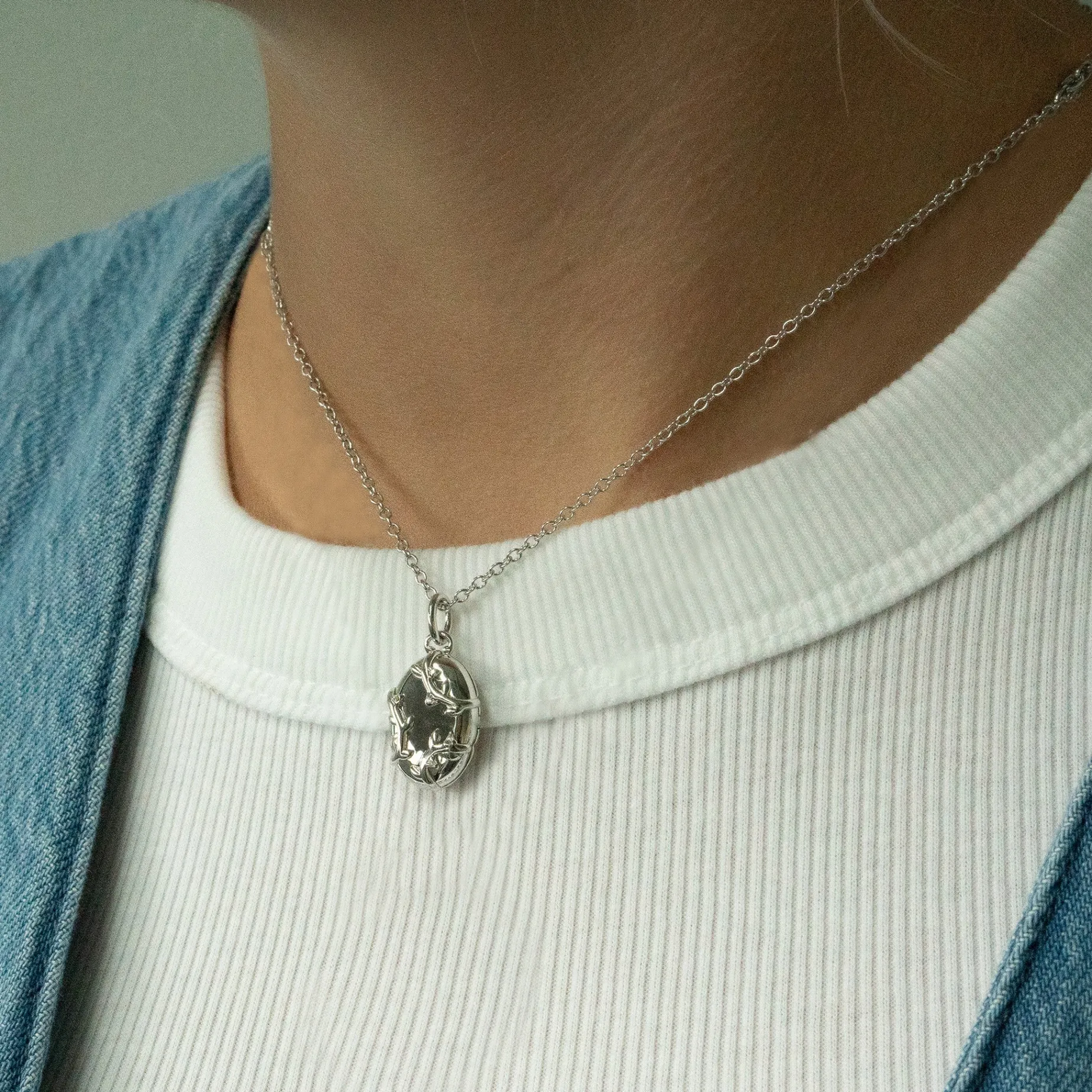 The Sterling Silver Vine Locket Necklace