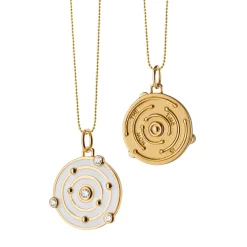 The Time is Now White Enamel Charm with Diamonds