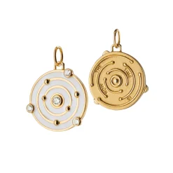 The Time is Now White Enamel Charm with Diamonds