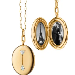 True North Gold Locket Necklace with Diamonds