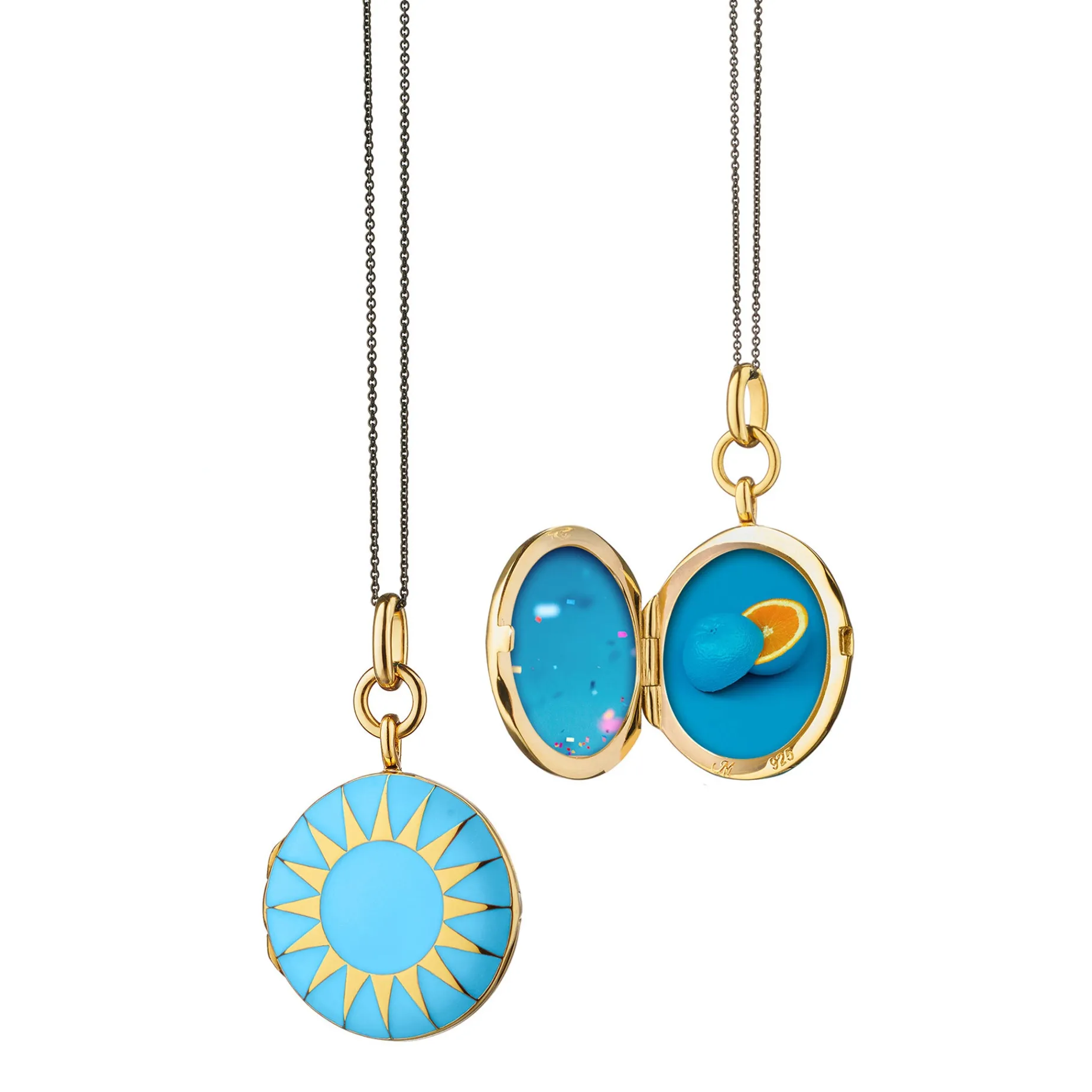 Turquoise Enamel and Vermeil Round Locket