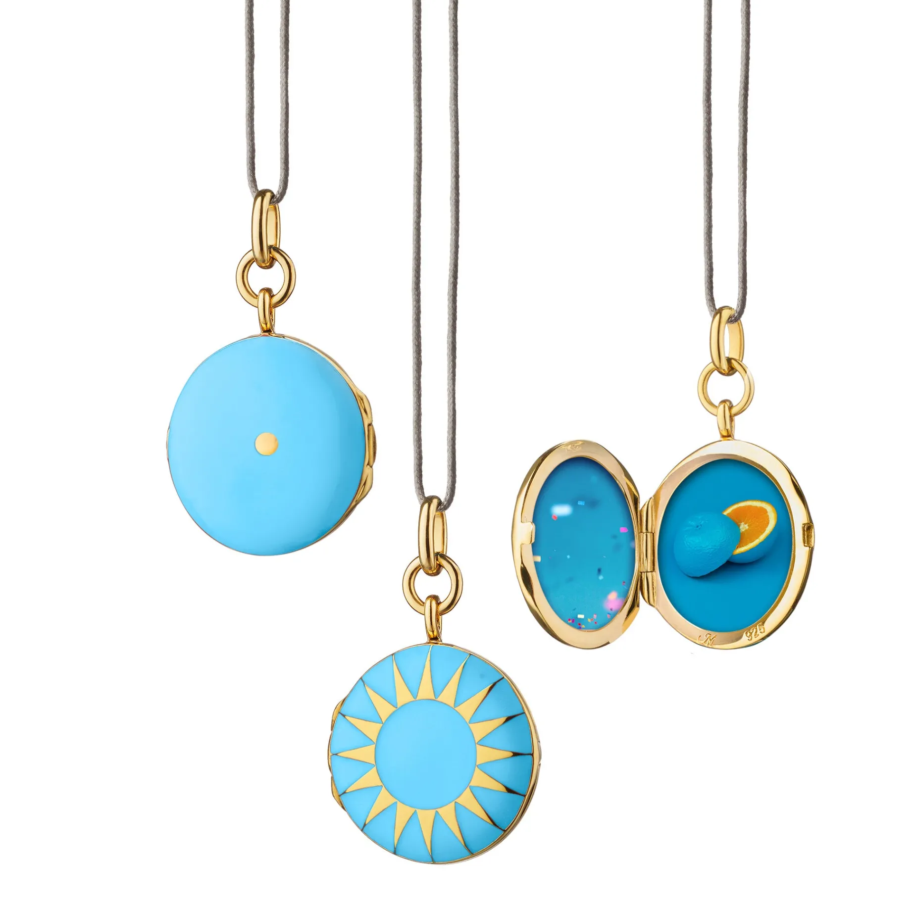 Turquoise Enamel and Vermeil Round Locket
